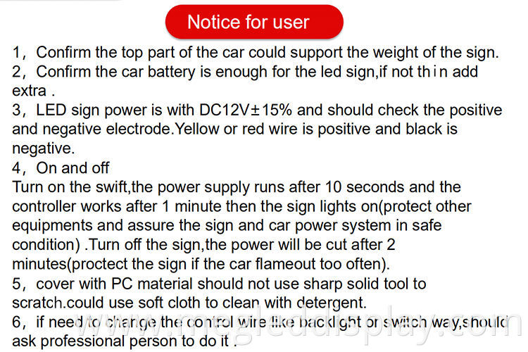 taxi roof led display sign